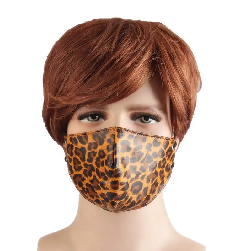 
Free Sample Cool Punk Leopard Personalized Rivet Dust-Proof Outdoor Motorcycle Leather Face Cover High Quality 