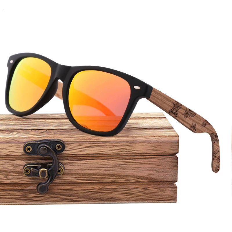 high quality lentes de sol bambu wood recycled plastic pc sunglasses engraved logo fashion retro sun glasses polarized luxury