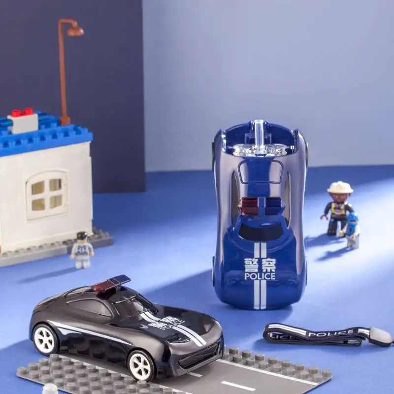 PINKAH children toy water bottle food grade bpa free plastic tritan police bottle with straw