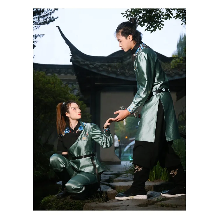 Hotel uniform Light green Chinese Traditional Hanfu Waiter  Customized Wholesale