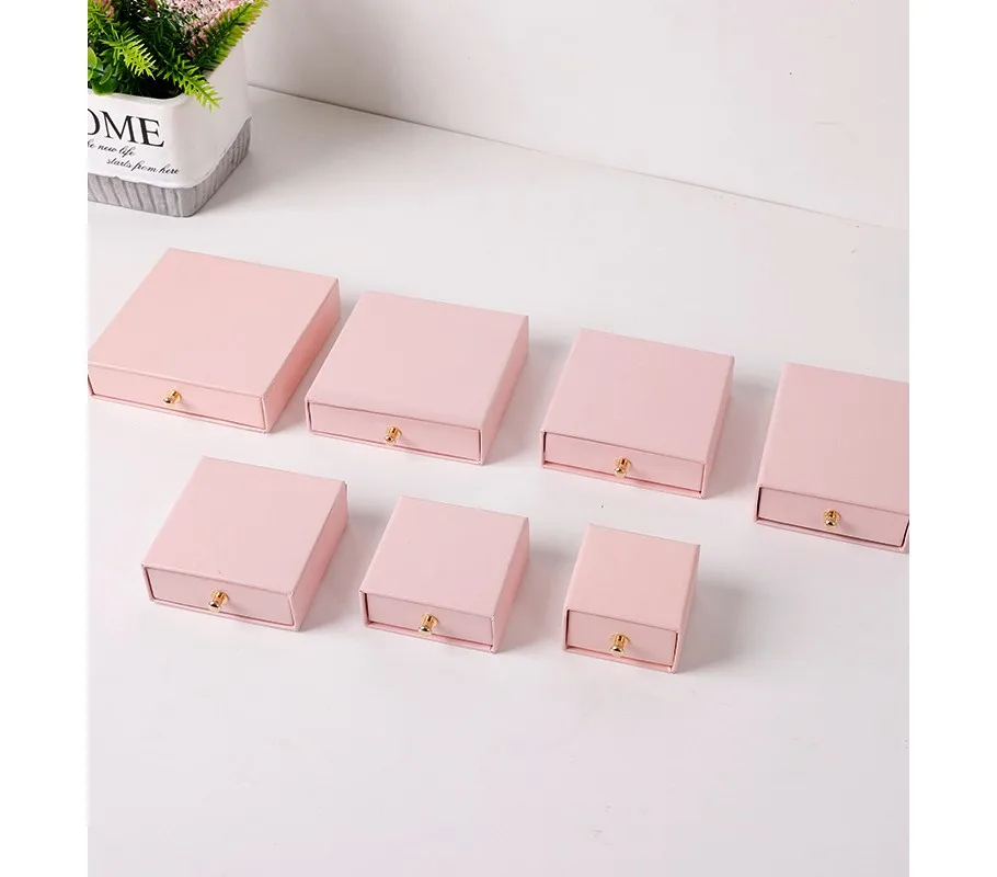 personalized unique cheap paper drawer gold logo christmas white pink ring jewelry box