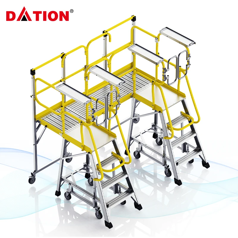 High Frequency Work Big Platform Ladder 2 Steps Folding Aluminum Stair Work Platform Ladder Portable Stair Ladder