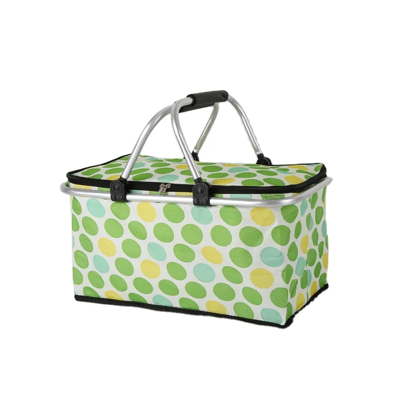 New Design Portable Folding Aluminium Handle Shopping Basket Collapsible Picnic Foldable Basket