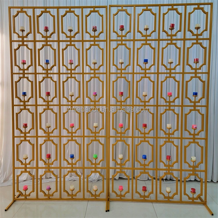 Wholesale Luxury Golden Metal Flower Gate Backdrop For Wedding Outdoor Decoration Metal Frame Stand