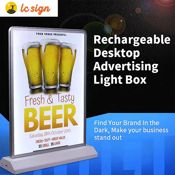 Factory Made Desktop Rechargeable Double Sided Display Sign Advertising Light Boxes