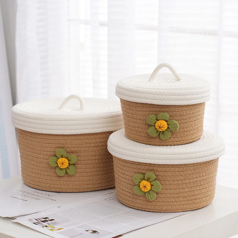 Корзина для хранения из хлопка и подсолнуха