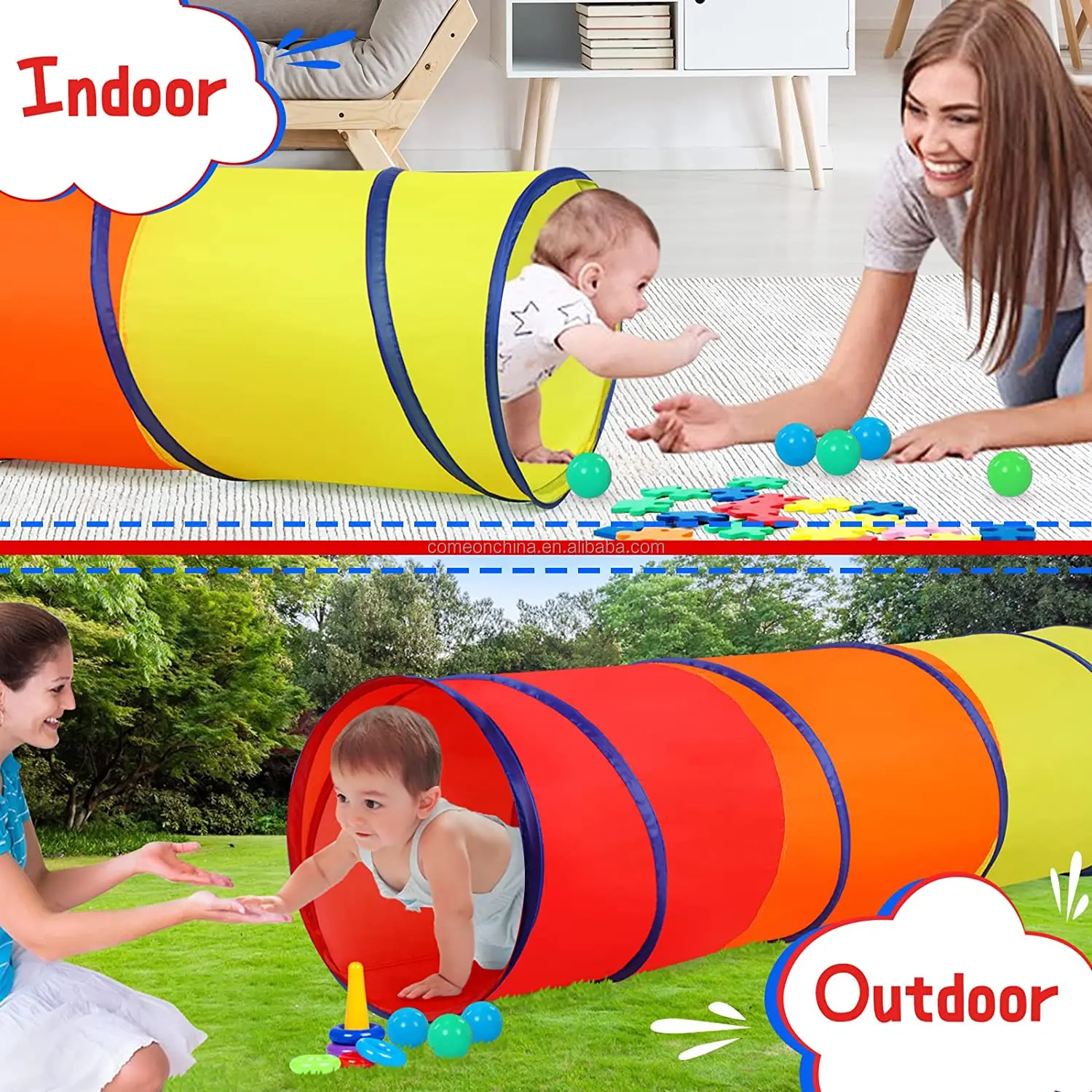 Folding Kids Play Tunnel House Tent Crawling Games Children Play Tube Toddlers Infant Toy Indoor Outdoor Pop Up Kids Play Tunnel