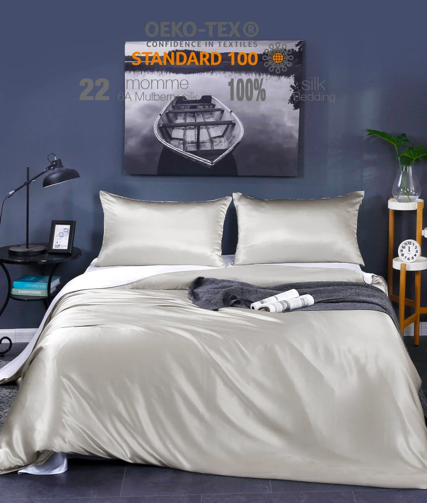Top Quality Mulberry Silk Duvet Cover Silk Bedsheet Set 100%Silk sheets Bedding set Duvet Cover Set
