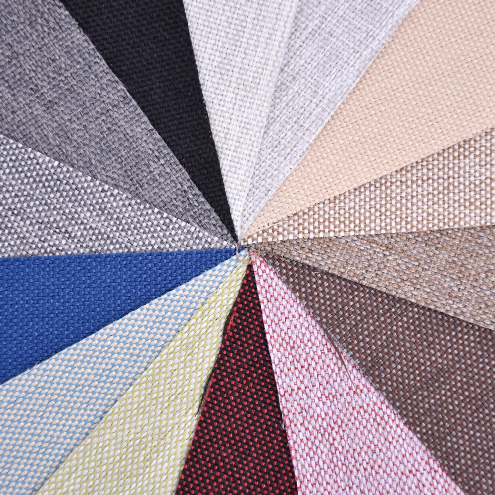 Оптовая продажа, дешевая дизайнерская ткань для дивана, цена за метр, полиэфирная льняная ткань для обивки дивана с тиснением