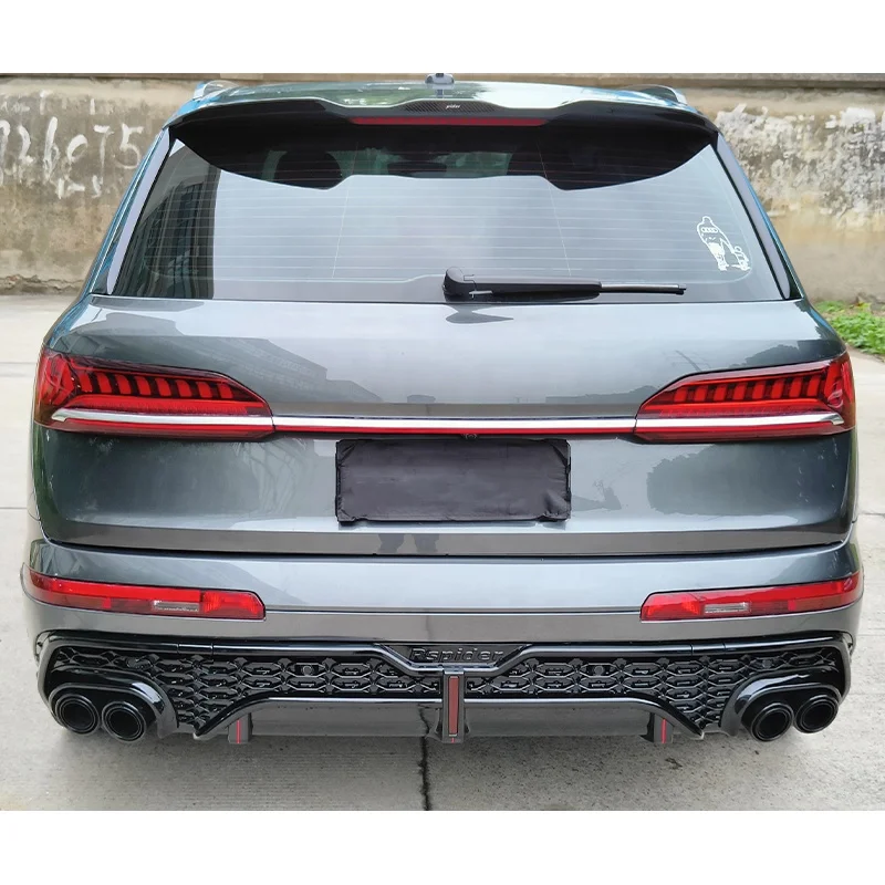 Аксессуары RSQ7 SQ7 черная губа заднего бампера с выхлопными трубами для Q7 диффузор