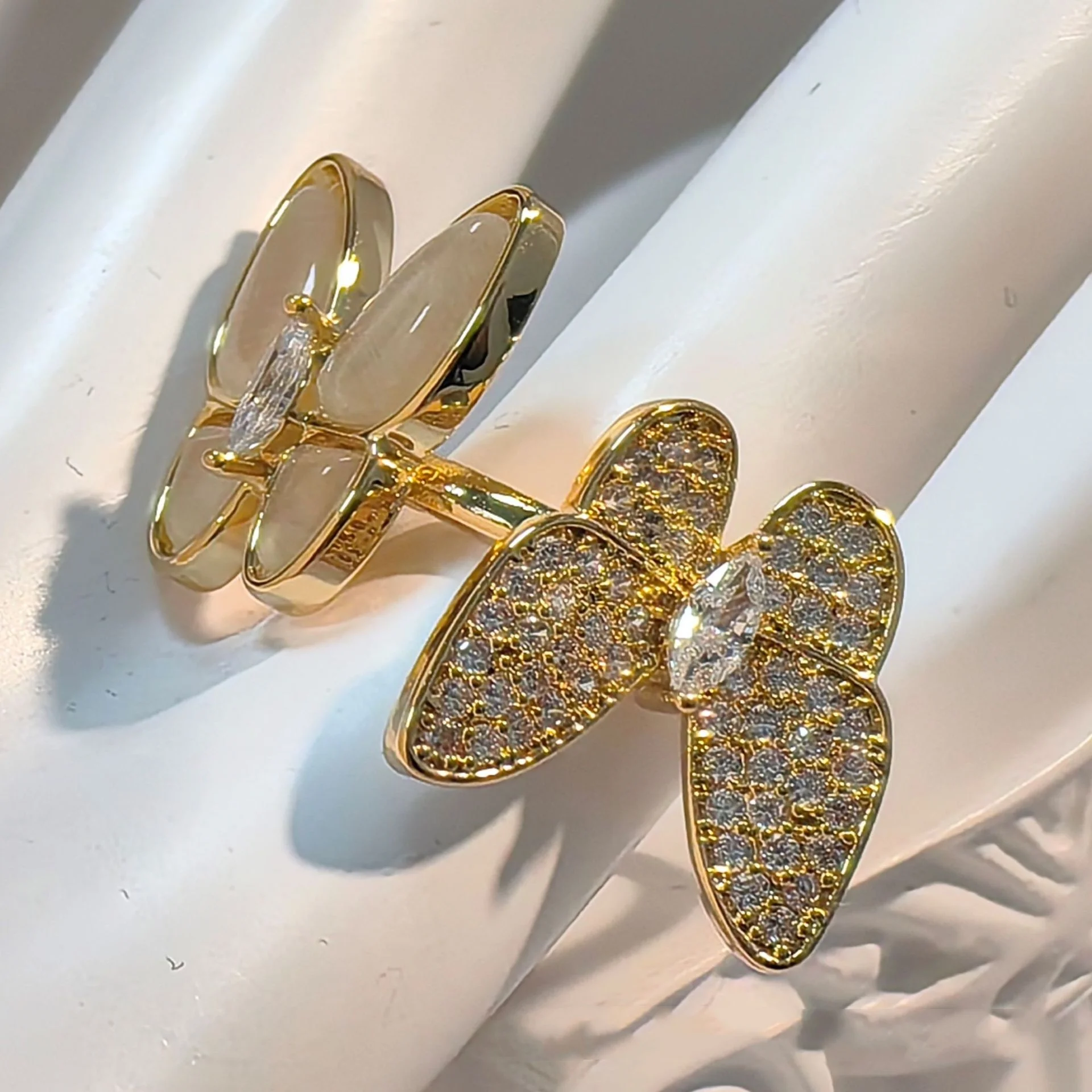 Hot selling classic fashion butterfly modelling opening design jewelry rings for woman