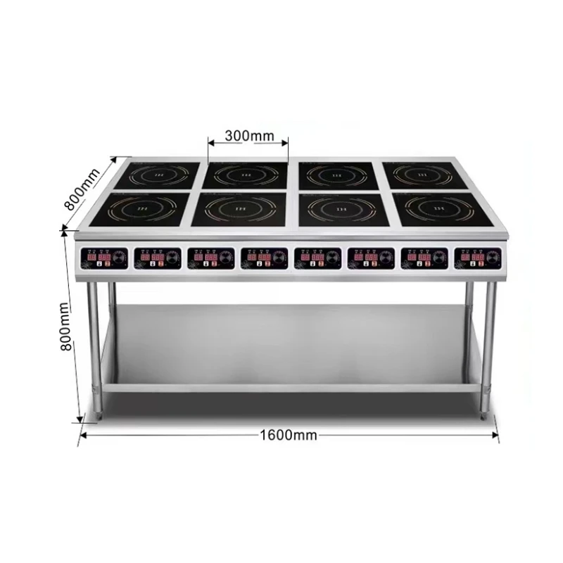 Коммерческая индукционная плита с 8 горелками 3500 Вт