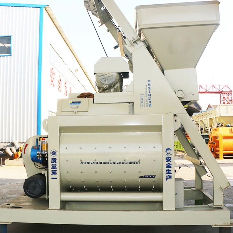 Construction equipment automatic twin shaft forced electric JS concrete mixer machine with lift hopper