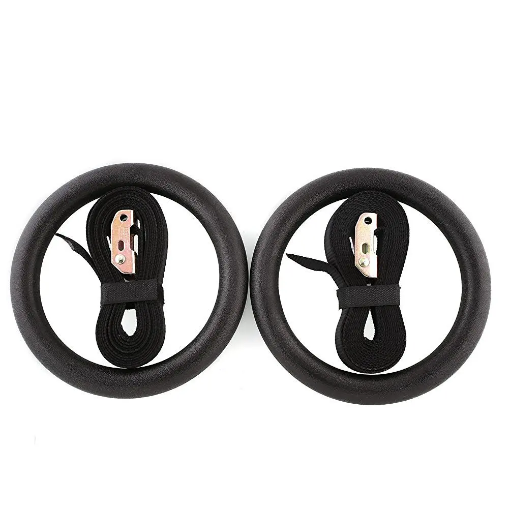 ABS Gymnastics Rings  with Adjustable Cam Buckle Long Straps home Exercise Rings Gym PullUp Calisthenics