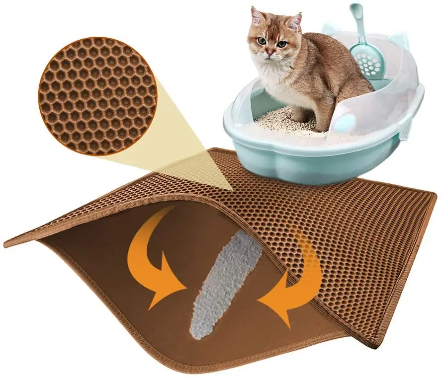Wholesale Custom Cat Litter Mat Waterproof Urine Proof Litter Mat Easy Clean Foldable Cat Litter Mat