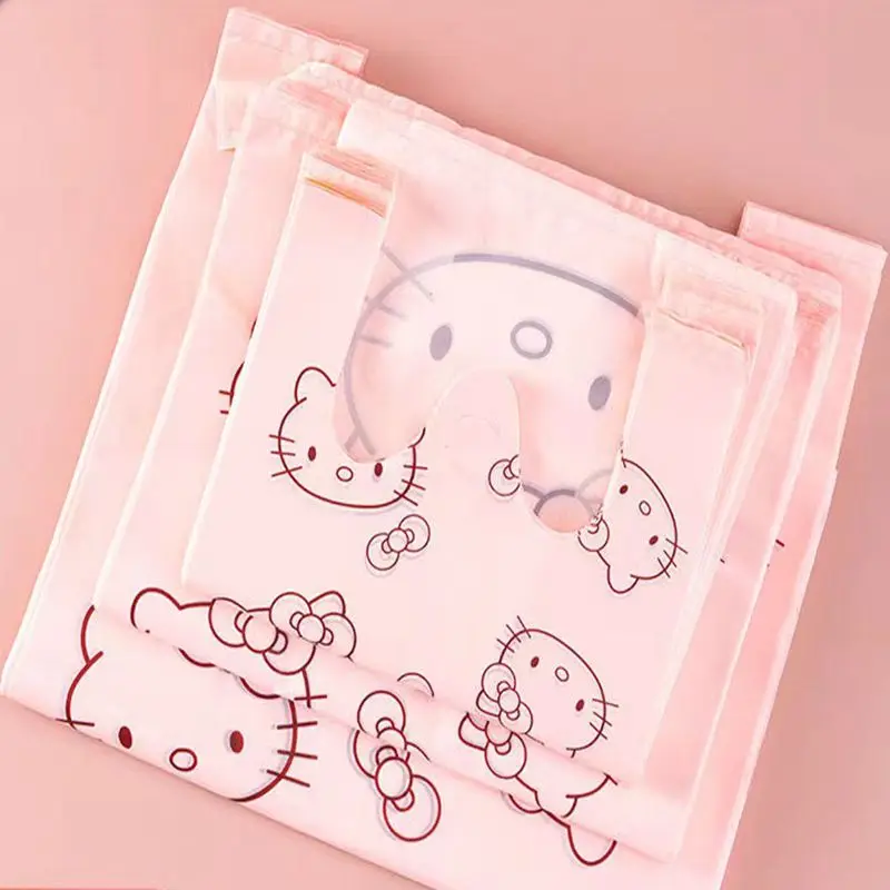 Подгонянный розовый Hello Kitty сумка для покупок Подставка Сумка многоразовая пищевая пластиковая упаковка