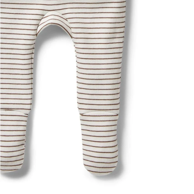 100% Organic Cotton Gots Rib Stripe Legging with feet for Baby