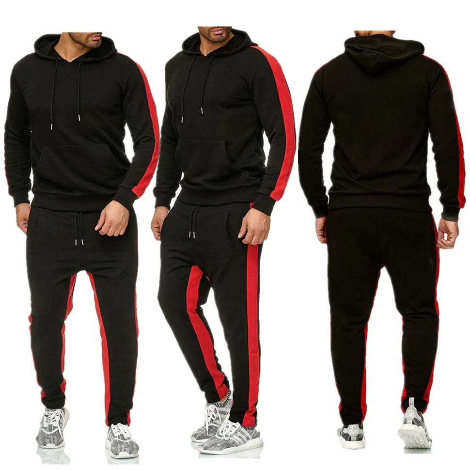High Quality Pullover Blank Tracksuits Set With Pocket Men Jogging Suits