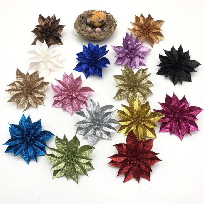 Wholesale Artificial Flower Manufacturers For Christmas Tree Holiday Decoration Poinsettias Artificial Flowers