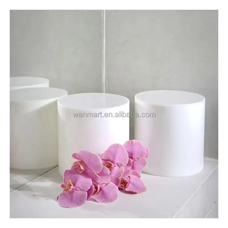 white acrylic cylinder display stands acrylic nesting buffet risers custom plinth acrylic risers food display
