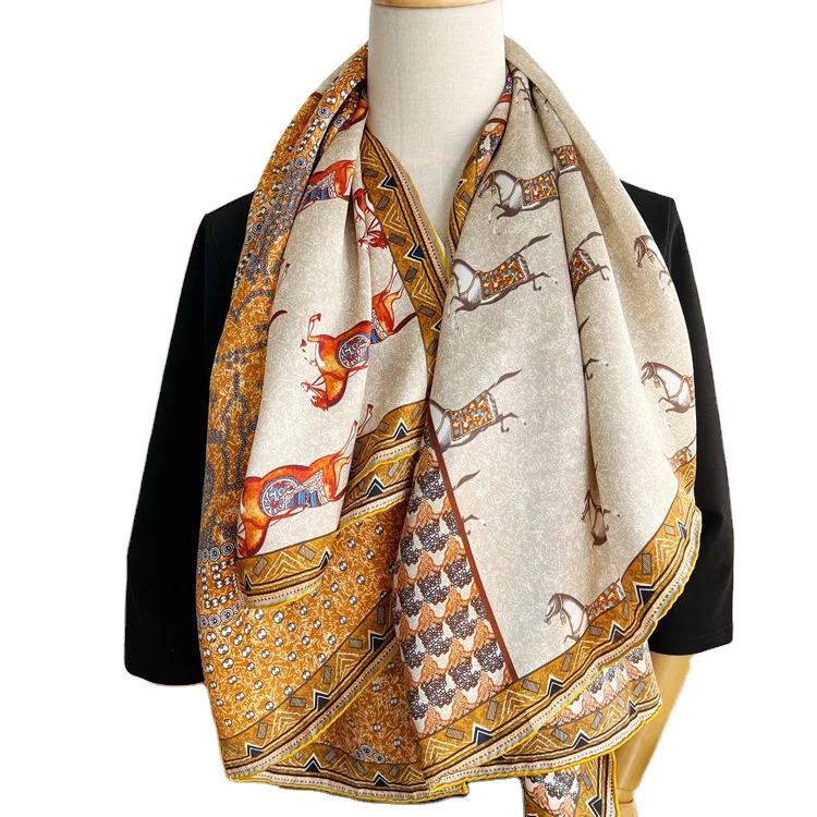 Equestrian quartet alibaba scarves spring and autumn versatile 110 satin large female scarves silk customizable scarf