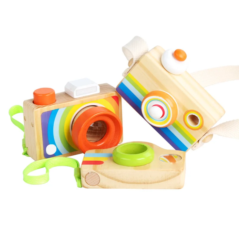 Kaleidoscope lens camera shape wooden kaleidoscope glasses for toddlers