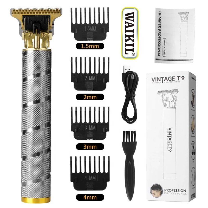 WAIKIL 16-style wholesale T blade 0mm electric bald hair trimmer New Retro T9 mini hair clipper machine shaver for men