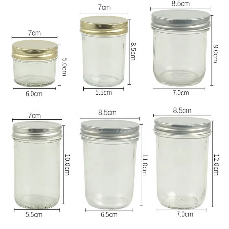 Stock 100ml 200ml 250ml 300ml 400ml 500ml Jam Storage Caviar Glass Jar with Metal Lid