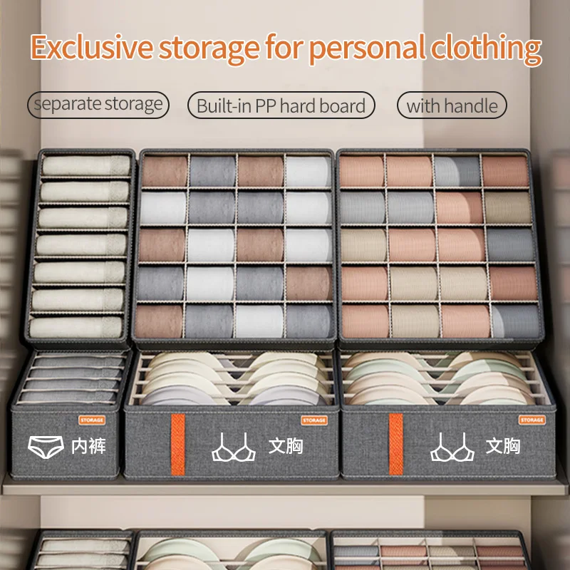 Hot wardrobe underwear organizer oxford fabric foldable panties socks bra storage box drawer underwear organizer storage box