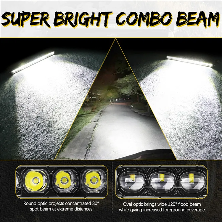 20 Inch 75W 12V 24V Slim Waterproof Straight LED Light Bar With Wiring Harness