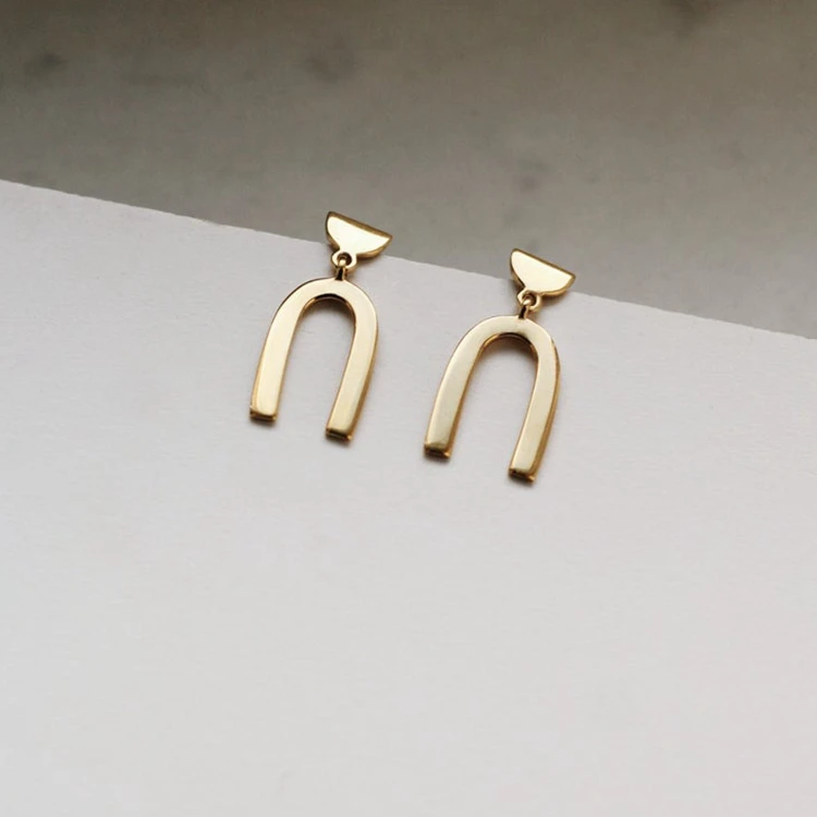 Fashion Jewelry Trendy 18K Gold Plated Stainless Steel Arch Earrings Geometric Earrings Minimalist Jewelry for Women