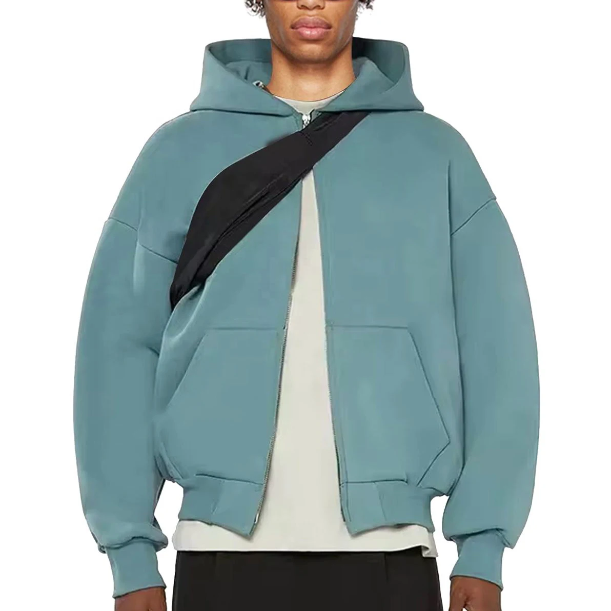 Manufacturer Custom Logo Oversized 100% Cotton Fleece Pullover Men Heavyweight 600 GSM Drop Shoulder Boxy Fit Zip Up Hoodies