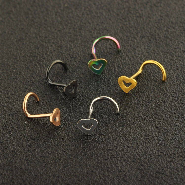  European and American fashion love curved hook nose nail stainless steel ring for piercing