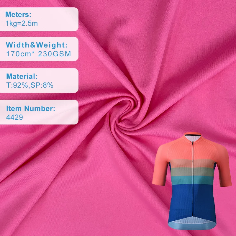 Factory superfine polyester stretch 230g 92% polyester 8% spandex cycling clothing fabric