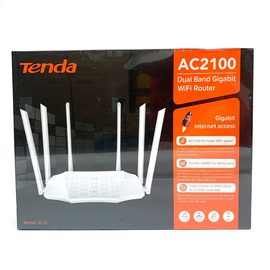 Global version Tenda AC21 AC2100m Router Gigabit 2.4G 5.0GHz Dual-Band 2033Mbps Wireless Router Wifi Repeater