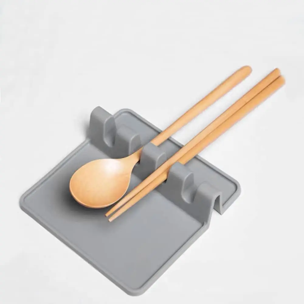 Kitchen Heat Resistant Spoon Rest Ladle Utensil Holder Silicone Utensil Rest With Drip Pad For Multiple Utensils