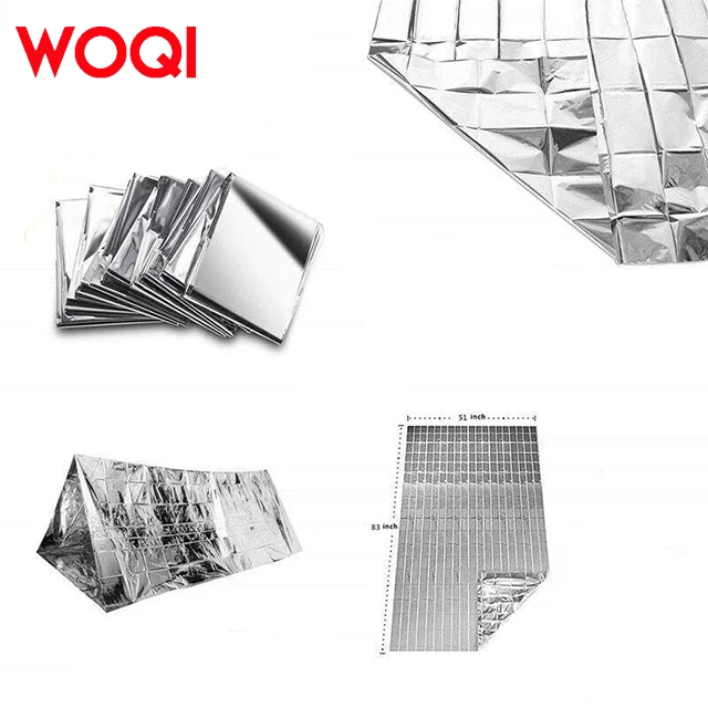 WOQI Factory Customized Wholesale Outdoor Products Double sided Gold and Silver Emergency Insulation Lifesaving Blankets