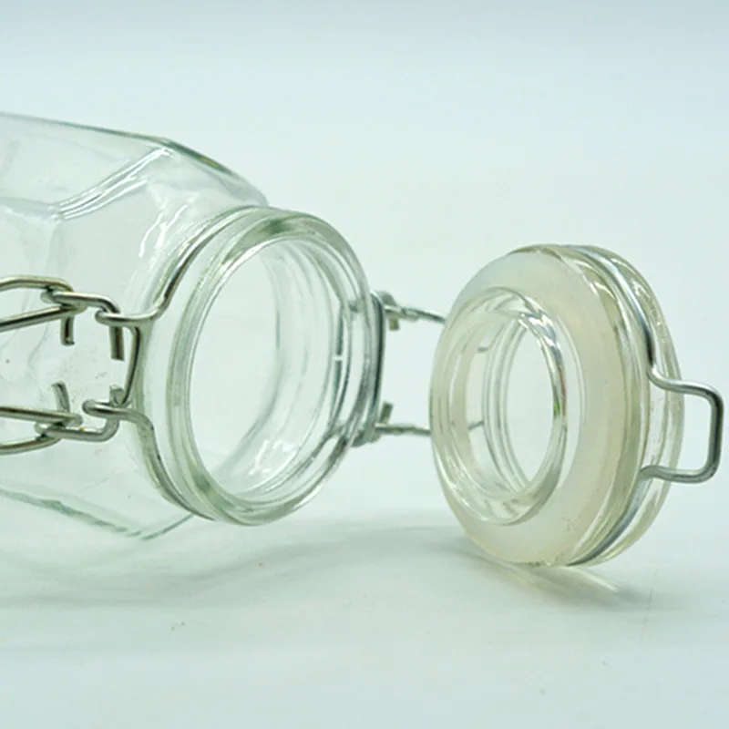 Honey Bottle Hot Sauce Bottle Cans Wholesale Six Prism Glass Kitchen Food Plastic Paper Box Olive Oil Glass Bottle Storage Jar