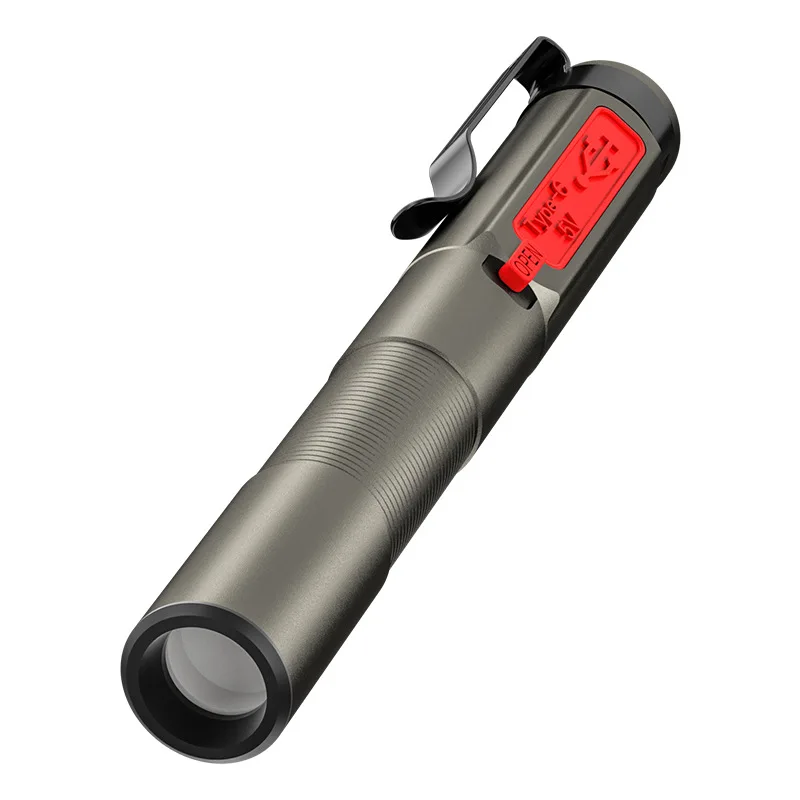 New high quality Mini Portable Pocket Flashlight Type C Charging Mini Led pen light With Clip