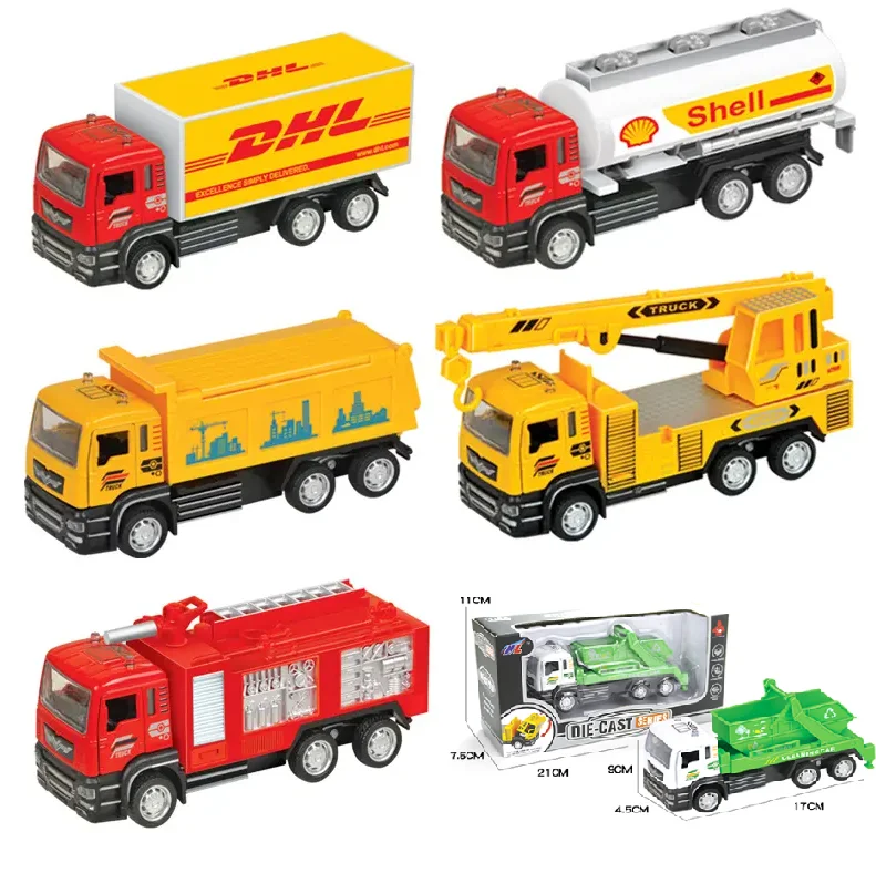 15cm alloy metal pull back construction car vehicles 1:55 diecast truck toy for kids