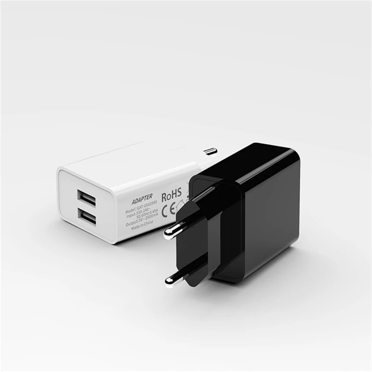 Manufacturer Supplier Ce 2 Usb Ports 5v 2a Travel Portable Universal Phone Wall Charger Adapter