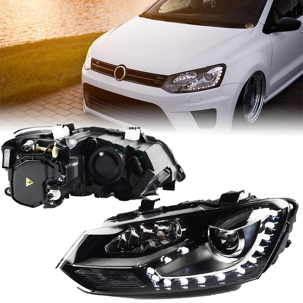 Headlights For POLO GTI 2010-2018 DRL Day Running Light Head Lamp LED Bi Xenon Bulb Fog Lights Tuning POLO TSI Car Accessory