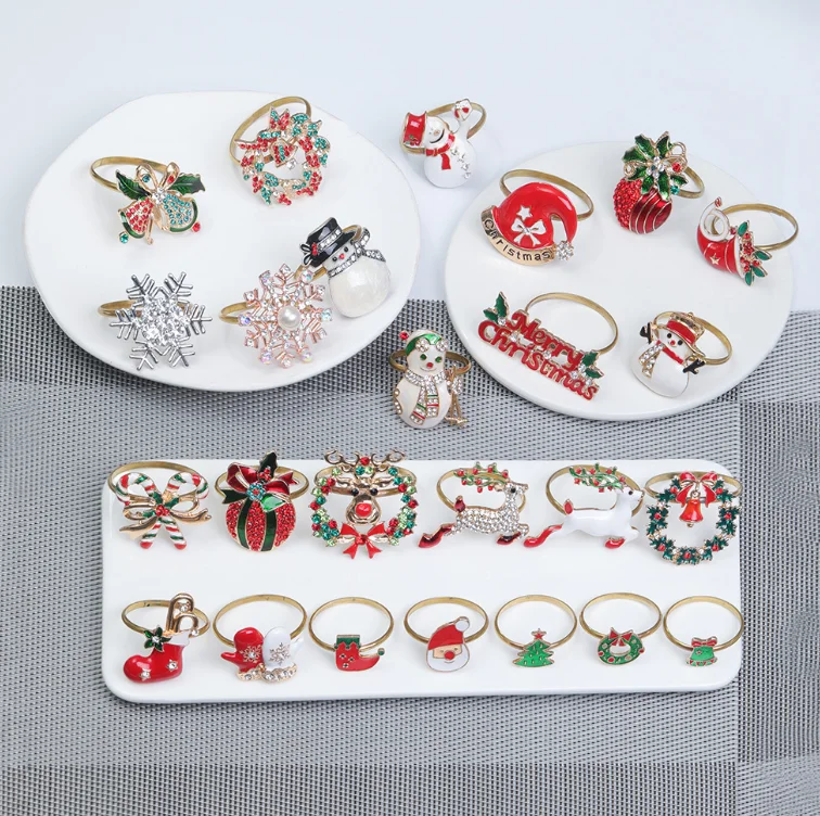 Фестиваль с Рождеством, оптовая продажа, украшение стола, металлическое водонепроницаемое устойчивое кольцо для салфеток