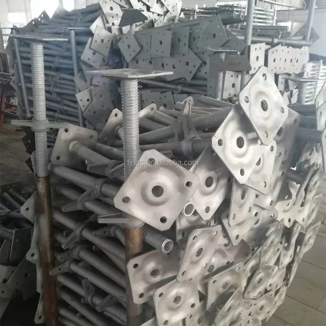 Silver Painted Electric Galvanized Heavy Duty Screw Scaffolding Adjustable Base Jack