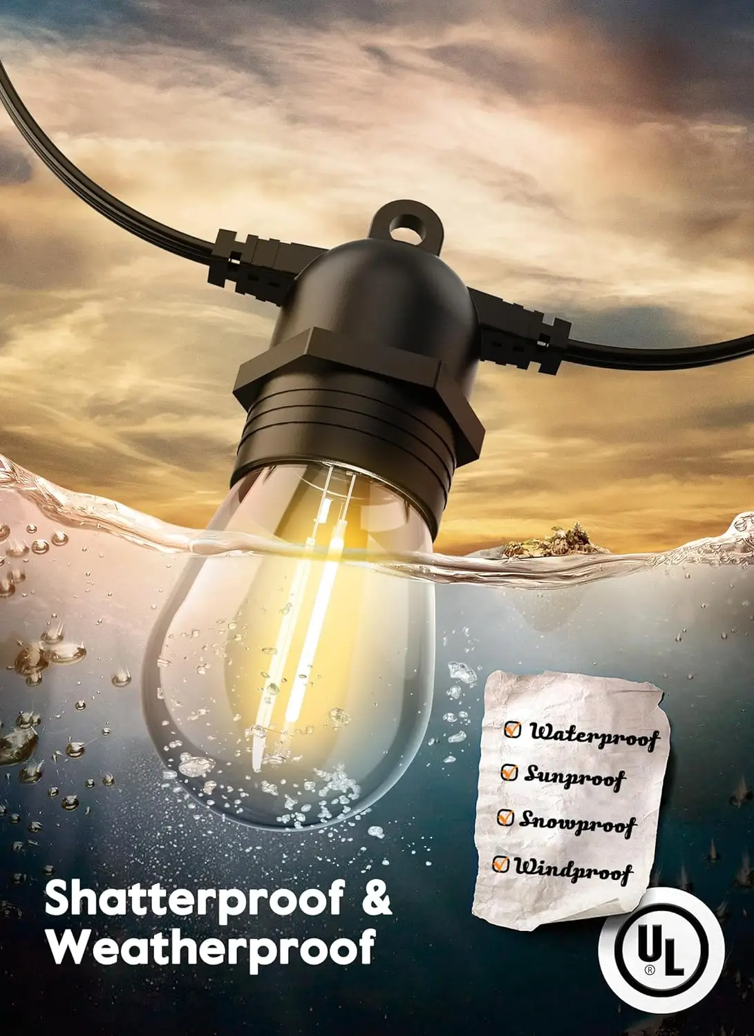 Shatterproof E26 Medium Base Edison Vintage LED S14 Replacement Light Bulbs