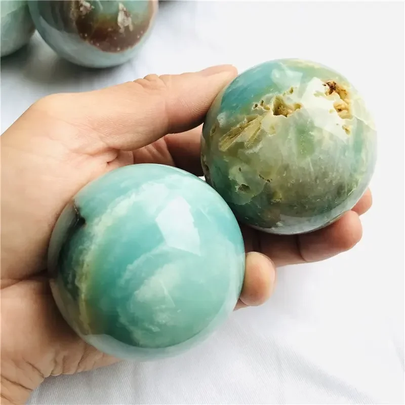 Wholesale Natural Blue Calcite Crystal Sphere Caribbean Calcite Ball