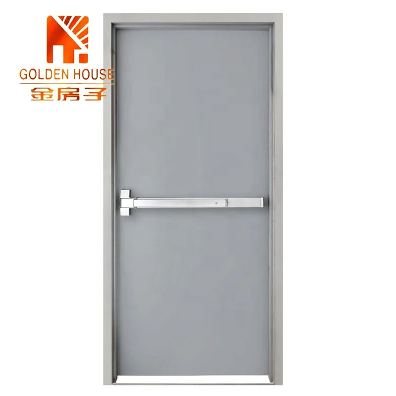 UL WH FM listed approve fire rated 20 to 180 minute commercial steel door hollow metal fire doors and frame with panic bar