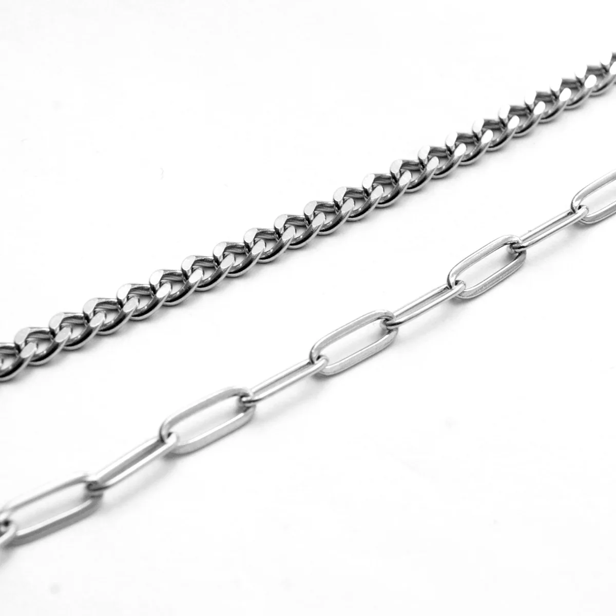 Paper clip Carved Cuban Link New Jewelry Exquisite Gift Double 2 Layer Chain Stainless Steel Bracelet