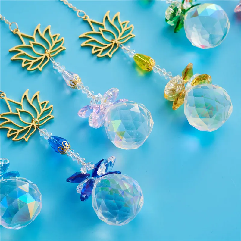 2023 Fashion Exquisite Lotus Crystal Pendant K9 Crystal Sun Catcher Pendant Lighting Room Decoration GJ-A5