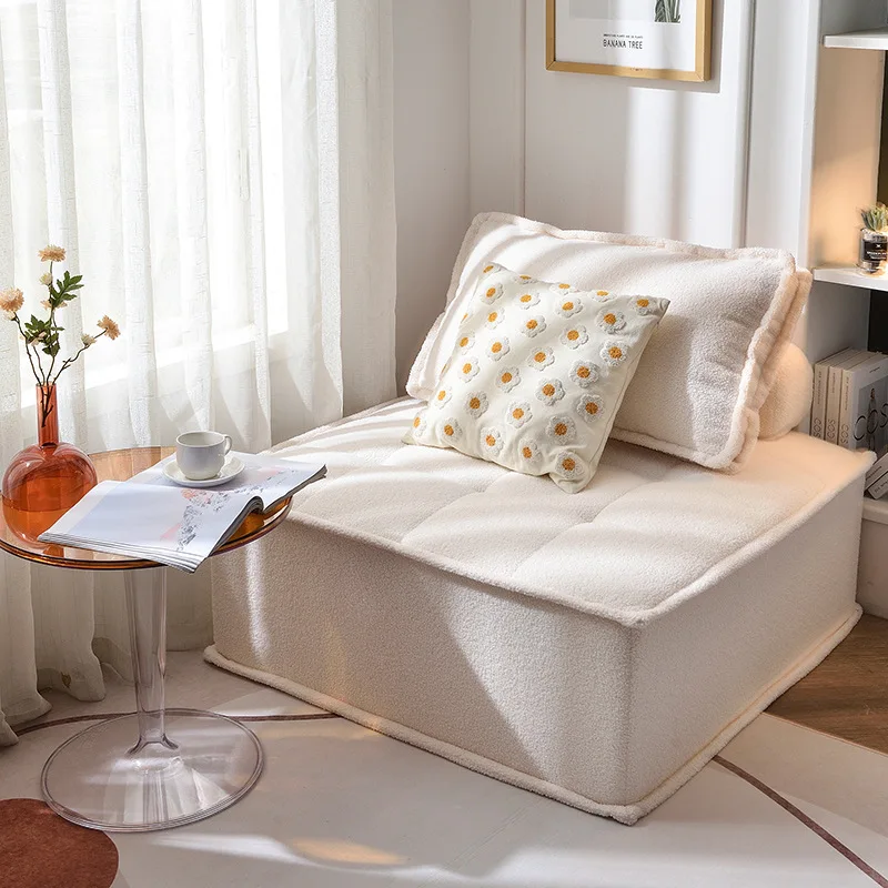 Nordic living room modern lazy sofa single Nordic living room fabric small apartment sofa bedroom tatami sofa chair